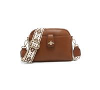 Jfy Bee Badge Two Zipped Sections Canvas Strap Cross Body Bag In Dark Brown Dark Brown One Size