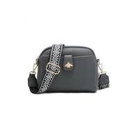 Jfy Bee Badge Two Zipped Sections Canvas Strap Cross Body Bag In Dark Grey Dark Grey One Size