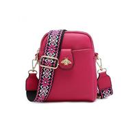 Jfy Bee Badge Two Zipped Sections Canvas Strap Cross Body Bag In Fuchsia Fuchsia One Size