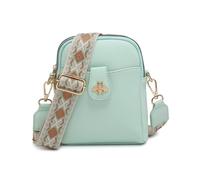 Jfy Bee Badge Two Zipped Sections Canvas Strap Cross Body Bag In Light Green Light Green