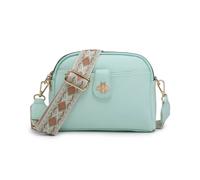 Jfy Bee Badge Two Zipped Sections Canvas Strap Cross Body Bag In Light Green Light Green