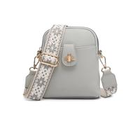 Jfy Bee Badge Two Zipped Sections Canvas Strap Cross Body Bag In Light Grey Light Grey