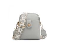Jfy Bee Badge Two Zipped Sections Canvas Strap Cross Body Bag In Light Grey Light Grey One Size