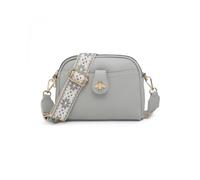 Jfy Bee Badge Two Zipped Sections Canvas Strap Cross Body Bag In Light Grey Light Grey One Size