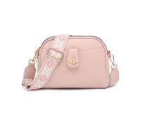 Jfy Bee Badge Two Zipped Sections Canvas Strap Cross Body Bag In Pink Pink