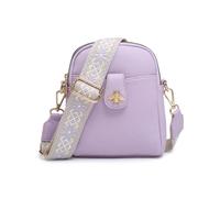 Jfy Bee Badge Two Zipped Sections Canvas Strap Cross Body Bag In Purple Purple