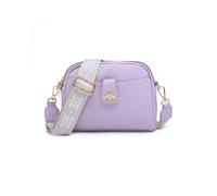 Jfy Bee Badge Two Zipped Sections Canvas Strap Cross Body Bag In Purple Purple One Size