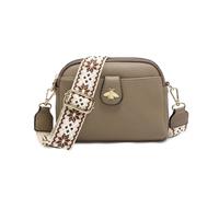 Jfy Bee Badge Two Zipped Sections Canvas Strap Cross Body Bag In Taupe Taupe