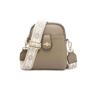 Jfy Bee Badge Two Zipped Sections Canvas Strap Cross Body Bag In Taupe Taupe One Size