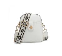 Jfy Bee Badge Two Zipped Sections Canvas Strap Cross Body Bag In White White One Size
