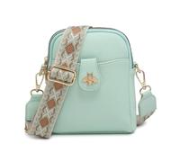 JFY Bee Badge Two Zipped Sections Canvas Strap Cross Body Bag (Light Green)