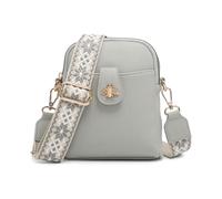 JFY Bee Badge Two Zipped Sections Canvas Strap Cross Body Bag (Light Grey)