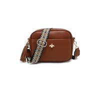 JFY Bee Badge Zipped Pocket Canvas Strap Cross Body Bag (Brown)