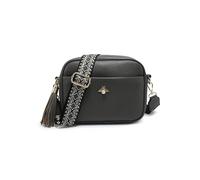 JFY Bee Badge Zipped Pocket Canvas Strap Cross Body Bag (Dark Grey)