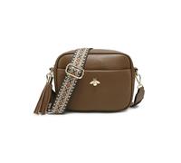 JFY Bee Badge Zipped Pocket Canvas Strap Cross Body Bag (Khaki)