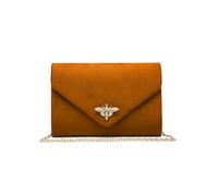 JFY Bee Lock Clasp Suede Clutch Bag