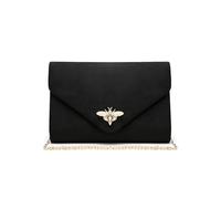 JFY Bee Lock Clasp Suede Clutch Bag (Black)