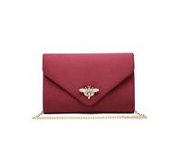 JFY Bee Lock Clasp Suede Clutch Bag (Burgundy)