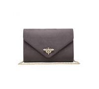Jfy Bee Lock Clasp Suede Clutch Bag In Dark Grey Dark Grey One Size