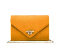 Jfy Bee Lock Clasp Suede Clutch Bag In Yellow Yellow One Size