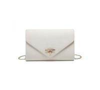 JFY Bee Lock Clasp Suede Clutch Bag (Ivory)