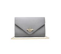 JFY Bee Lock Clasp Suede Clutch Bag (Light Grey)