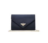 JFY Bee Lock Clasp Suede Clutch Bag (Navy)