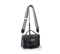 JFY Buckle Canvas Strap Top Handle Cross Body Bag (Black)