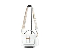 JFY Buckle Canvas Strap Top Handle Cross Body Bag (White)