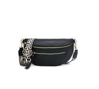 Jfy Canvas Strap Sling Chest Bag With Tassels In Black Black
