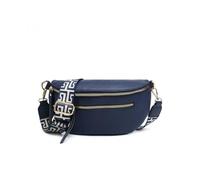 Jfy Canvas Strap Sling Chest Bag With Tassels In Dark Blue Dark Blue