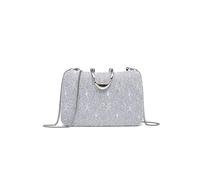 JFY Cario Co. Lace Pattern U Shape Metal Clasp Glitter Clutch Bag (Grey)
