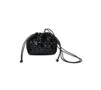 JFY Cario Co. Sequin Draw String Closure Cross Body Bag (Black)