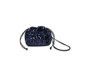 JFY Cario Co. Sequin Draw String Closure Cross Body Bag (Navy)