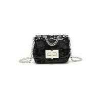 JFY Cario Co. Sequin Flap Twist Lock Clasp Cross Body Bag (Black)
