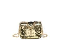 JFY Cario Co. Sequin Flap Twist Lock Clasp Cross Body Bag (Gold)