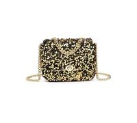 JFY Cario Co. Sequin Flap Twist Lock Clasp Cross Body Bag (Gold)
