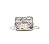 JFY Cario Co. Sequin Flap Twist Lock Clasp Cross Body Bag (Pink)