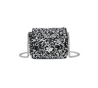 JFY Cario Co. Sequin Flap Twist Lock Clasp Cross Body Bag (Silver)