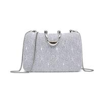 Jfy Carri Co. Lace Pattern U Shape Metal Clasp Glitter Clutch Bag In Grey Grey