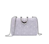 Jfy Carri Co. Lace Pattern U Shape Metal Clasp Glitter Clutch Bag In Lilac Lilac One Size