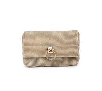 Jfy Carri Co. Metal Ring Flap Double Side Diamante Bag In Gold Gold One Size