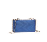 Jfy Carri Co. Wavy Pattern Diamante Metal Bar Clasp Pu Clutch Bag In Navy Navy