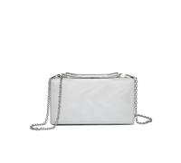 Jfy Carri Co. Wavy Pattern Diamante Metal Bar Clasp Pu Clutch Bag In Silver Silver