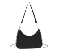 Jfy Carri Co. Zip Top Closure Single Side Diamante Bag In Black Black One Size