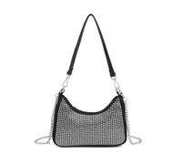 Jfy Carri Co. Zip Top Closure Single Side Diamante Bag In Silver Silver One Size