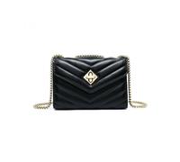 Jfy Chevron Quilted Pattern Metal Twist Turn Lock 3 Compartments Cross Body Bag In Black Black One Size