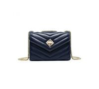 Jfy Chevron Quilted Pattern Metal Twist Turn Lock 3 Compartments Cross Body Bag In Blue Blue One Size