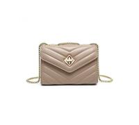 Jfy Chevron Quilted Pattern Metal Twist Turn Lock 3 Compartments Cross Body Bag In Khaki Khaki One Size