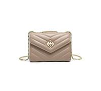 JFY Chevron Quilted Pattern Metal Twist Turn Lock 3 Compartments Cross Body Bag (Khaki)